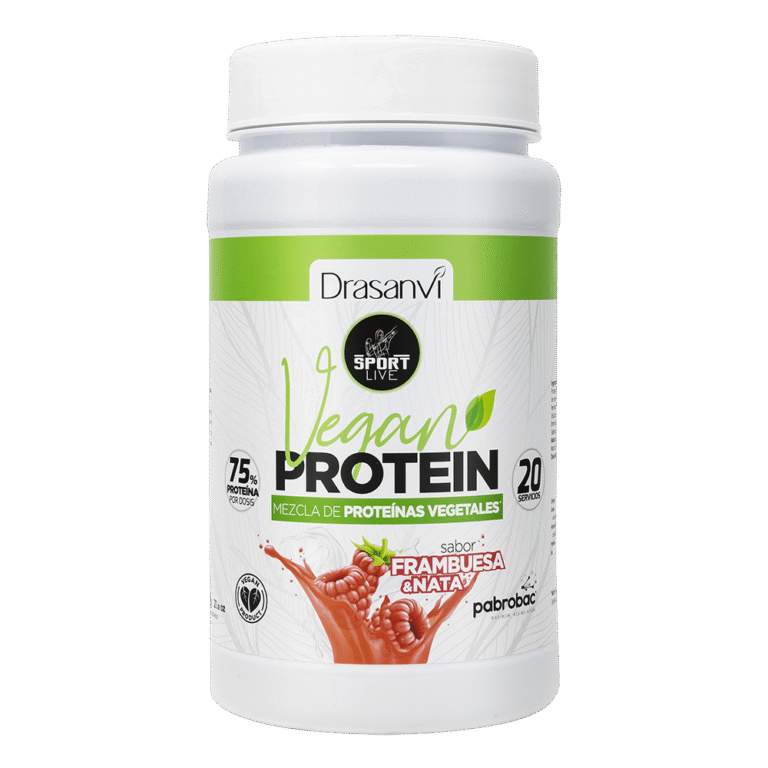 Proteína Vegana Frambuesa y Nata 600 g Sport Live Drasanvi