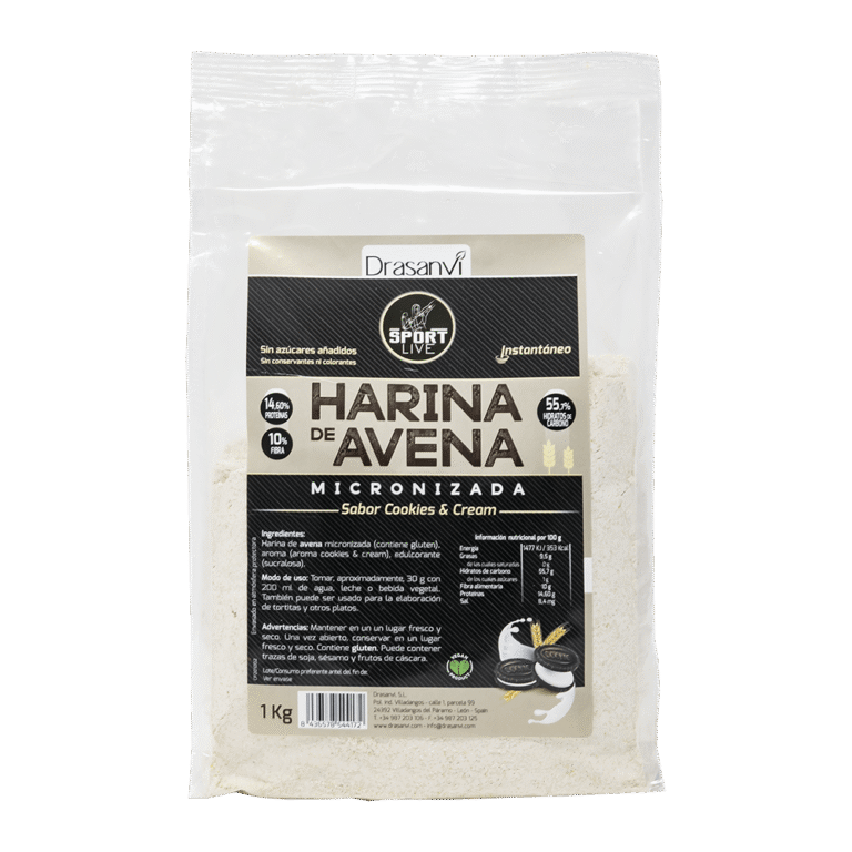 Harina de Avena Sabor Cookies & Cream 1 Kg Sport Live Drasanvi