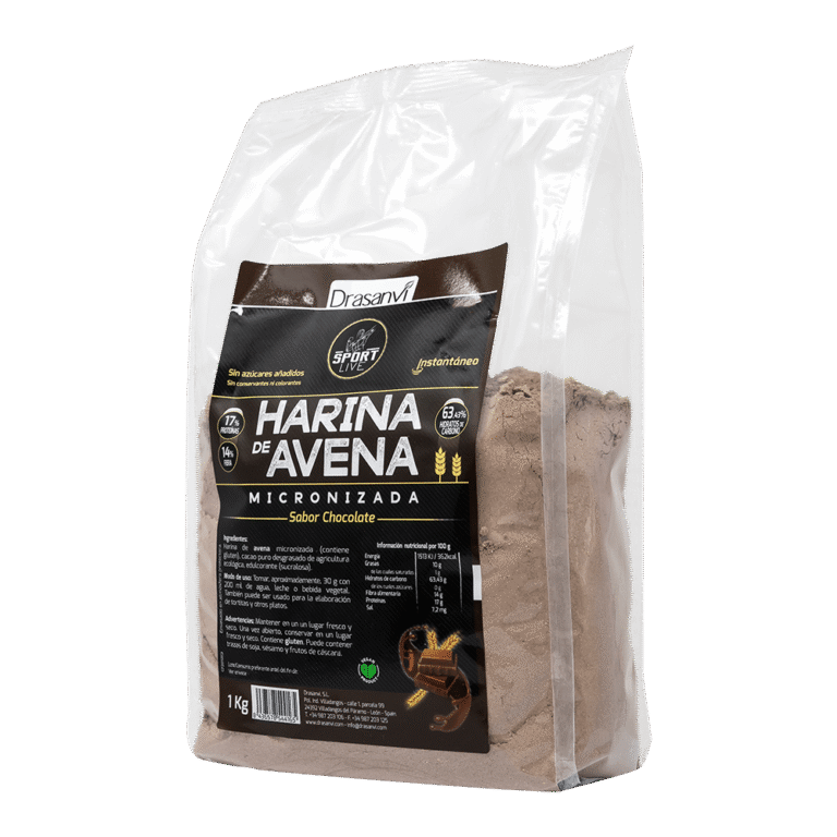 Harina de Avena Sabor Chocolate 1 Kg Sport Live Drasanvi