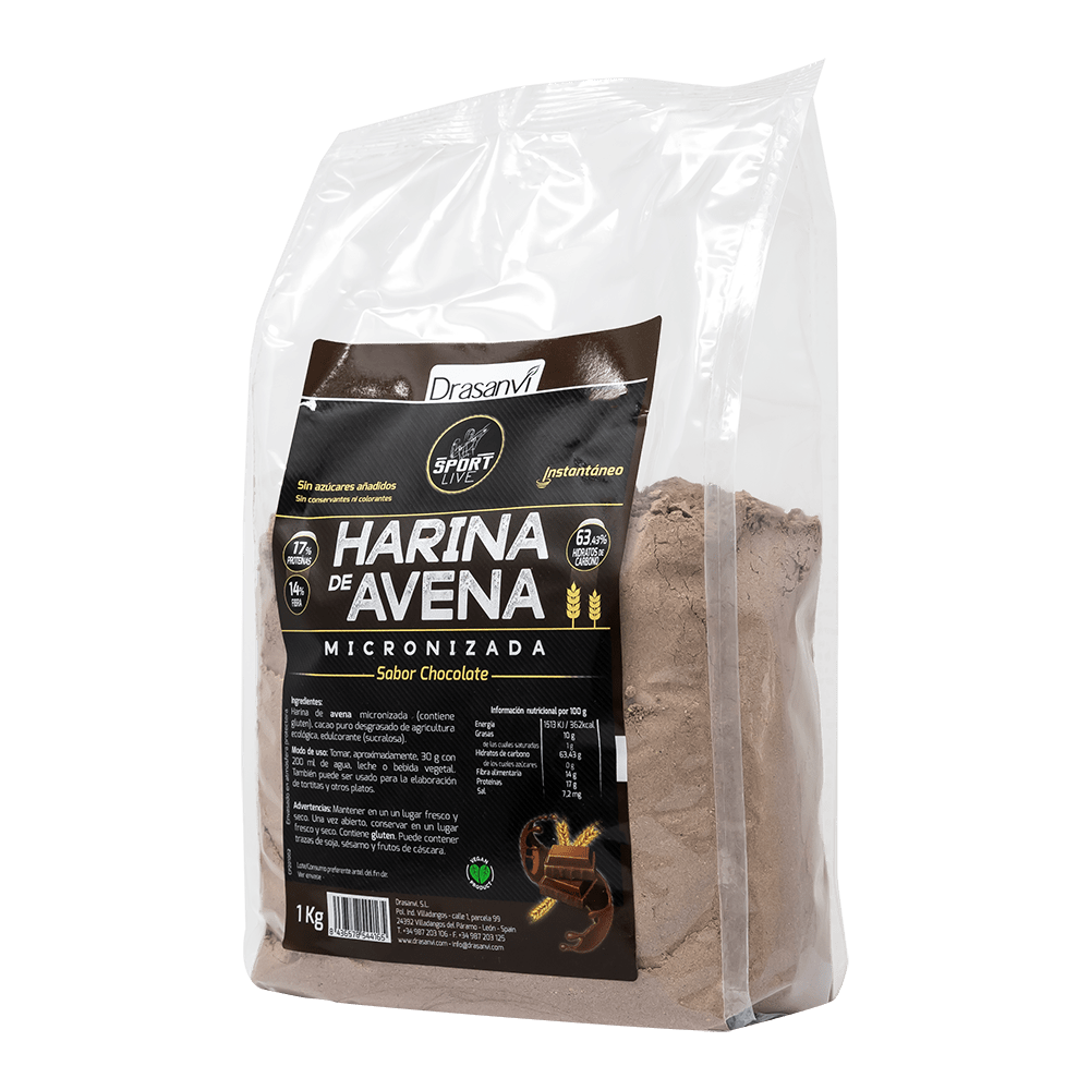 Harina de Avena Sabor Chocolate 1 Kg Sport Live Drasanvi