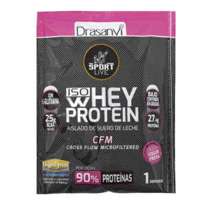 Monodosis Whey Protein Aislado Sabor Yogur Fresa 30 g Sport Live Drasanvi