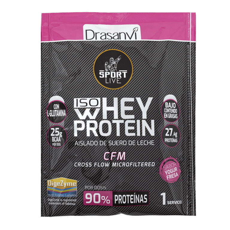 Monodosis Whey Protein Aislado Sabor Yogur Fresa 30 g Sport Live Drasanvi