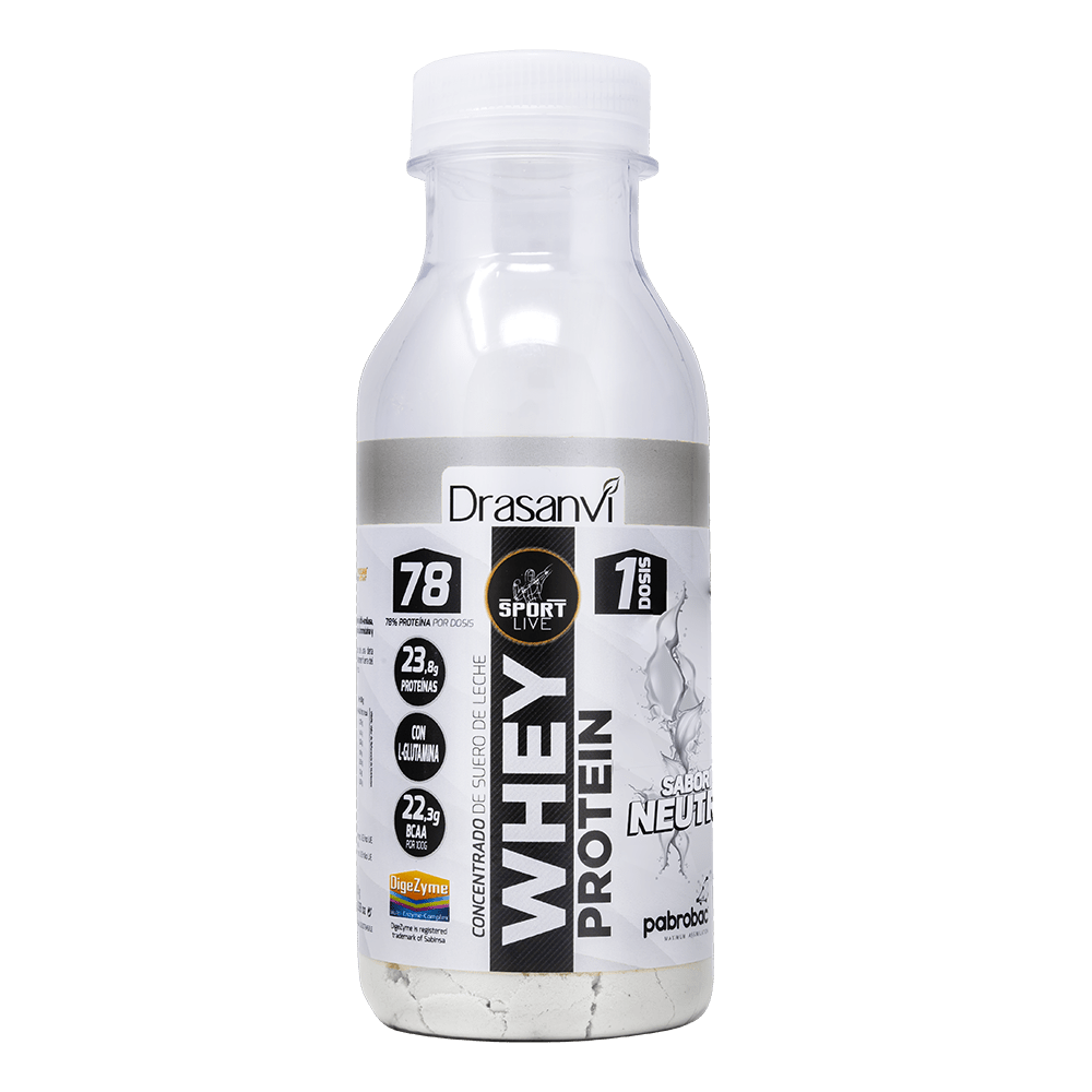 Botella monodosis whey protein concentrada neutra 30 g