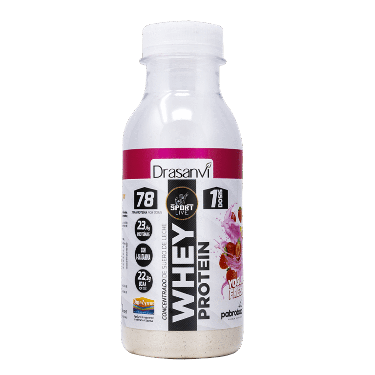 Botella monodosis whey protein concentrado yogur fresa 30 g